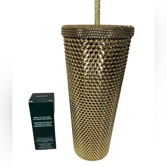 Starbucks Gold Holiday Studded Vente Cold Tumbler and Ornament / Key Chain 2022 - Picture 4 of 5